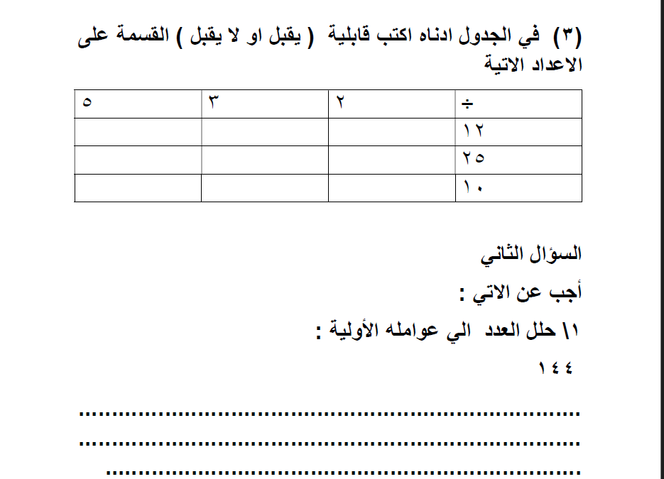 امتحان الفترة النهائية